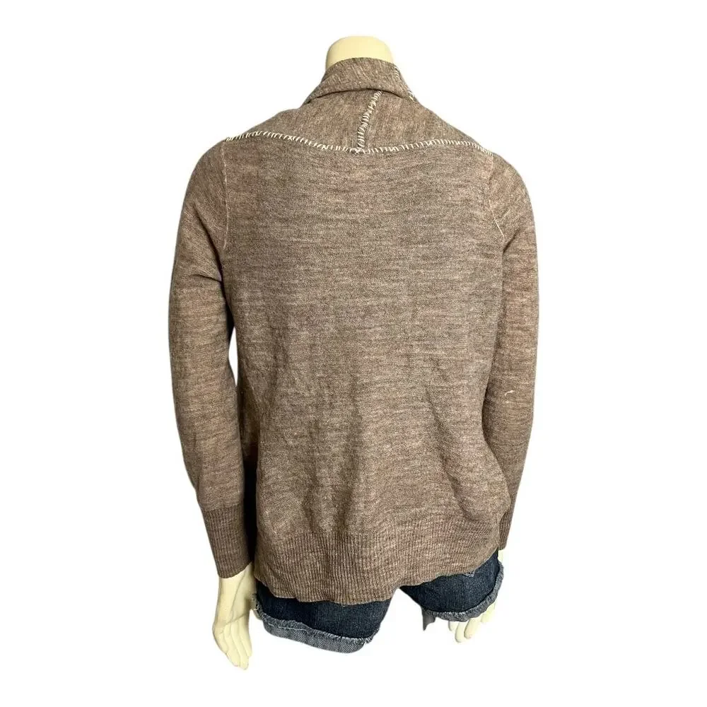 Banana Republic Italian Yarn Cardigan Sweater Tan Open front Alpaca Wool M